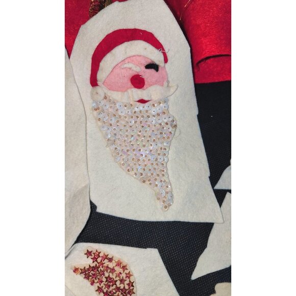 Vintage Christmas Appliqué Decorations Tree Skirt Festive Cutouts Embellishments - Picture 11 of 15